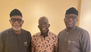 PHOTOS: Akeredolu And Fayemi Visit Tinubu In London