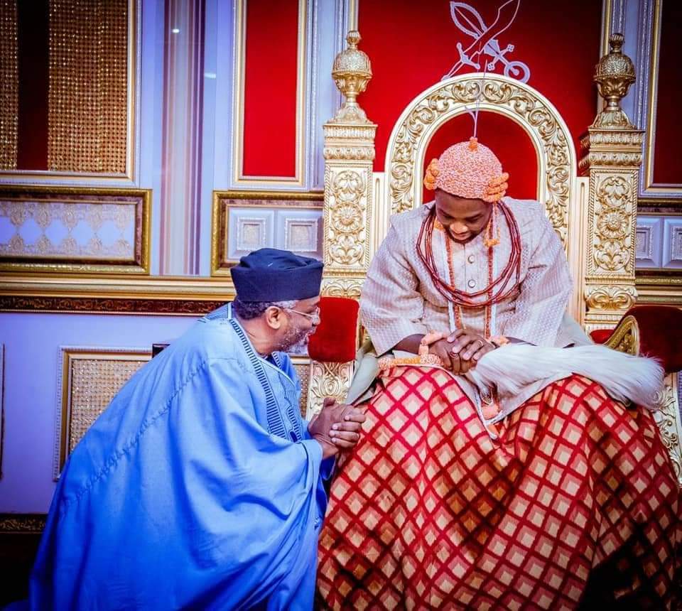 PHOTOS: Gbajabiamila And Other Lawmakers Visit Olu Of Warri