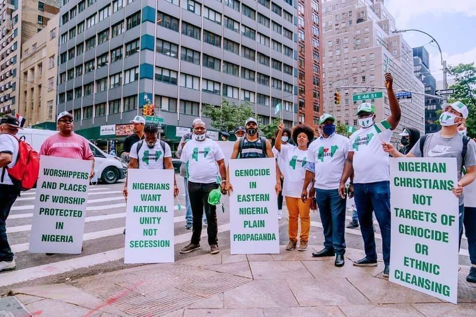 Buhari Greeted With Protests Against Secession In New York