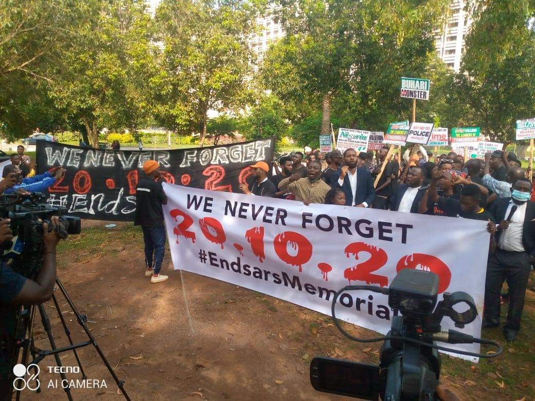 PHOTOS: #EndSARSMemorial Protest Holds In Abuja