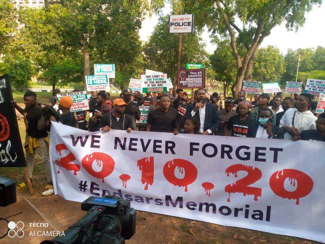 PHOTOS: #EndSARSMemorial Protest Holds In Abuja