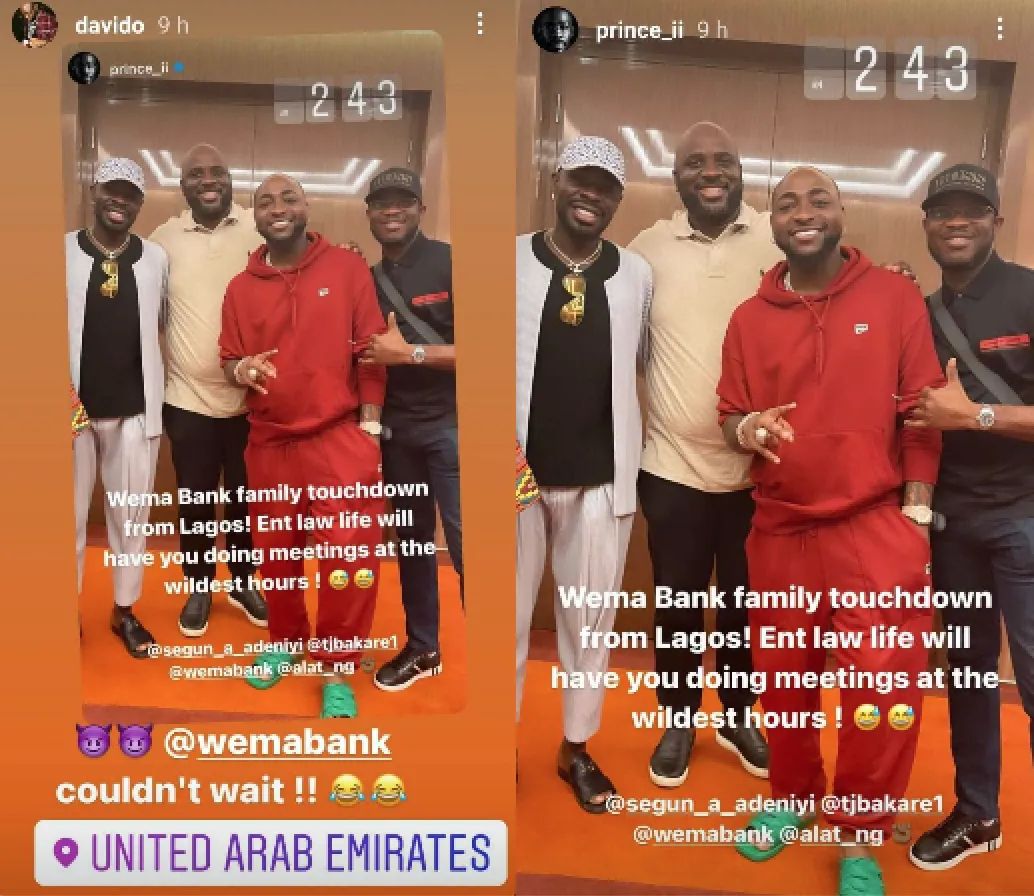 Wema Bank Official Visits Davido In Dubai After Social Media Money Challenge