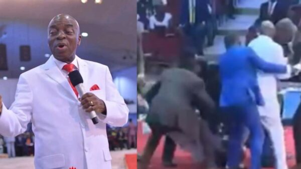 VIDEO: Strange Man 'Attacks' Bishop Oyedepo On Pulpit 