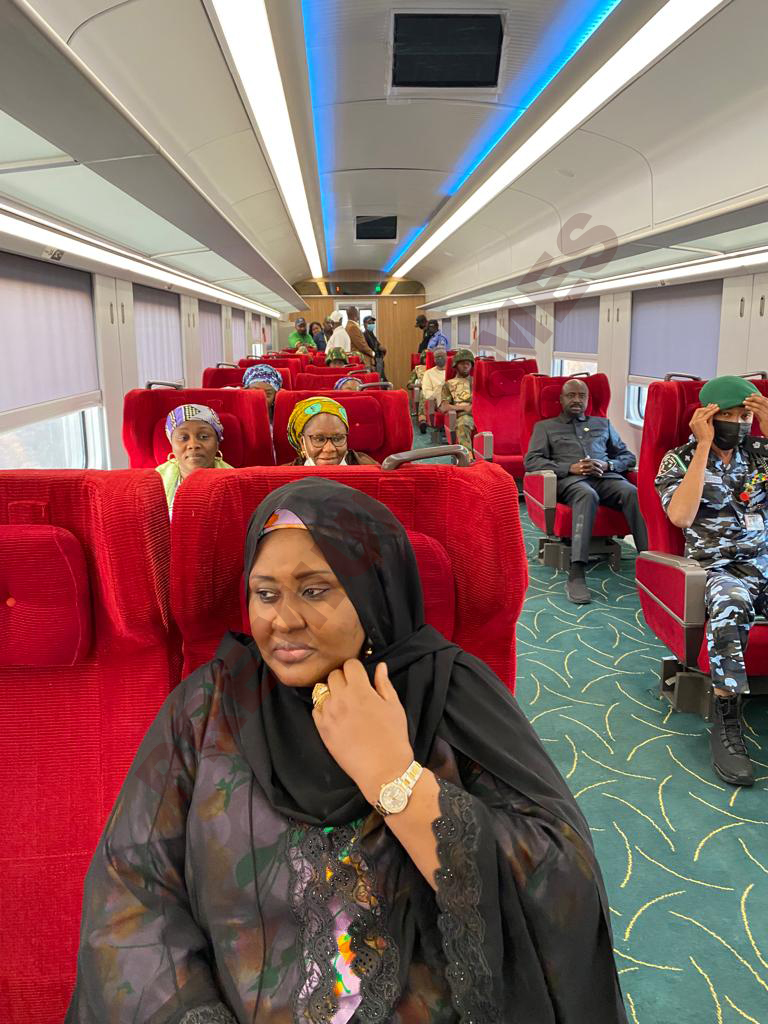Photo News: Aisha Buhari Travels By Train
