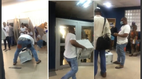 Video: Angry Customer Seizes Bank's Printer Over Refusal To Refund His Money