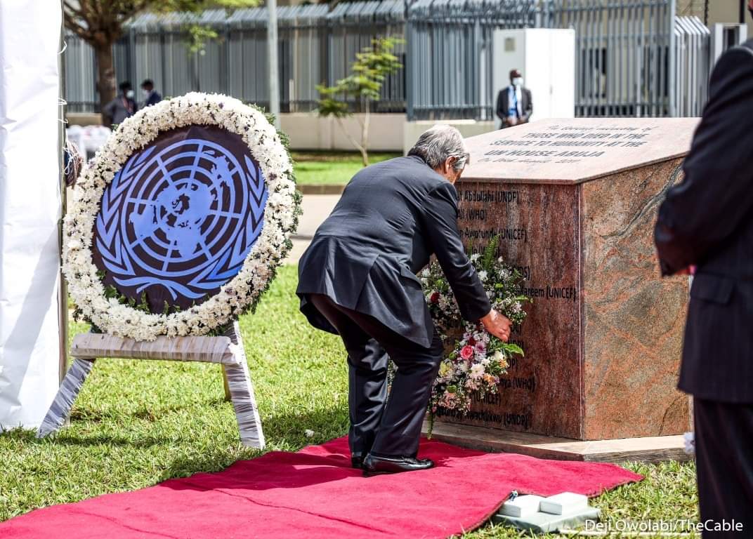 PHOTOS: Guterres Lays Wreath For UN Staff Killed In 2011 Abuja Blast