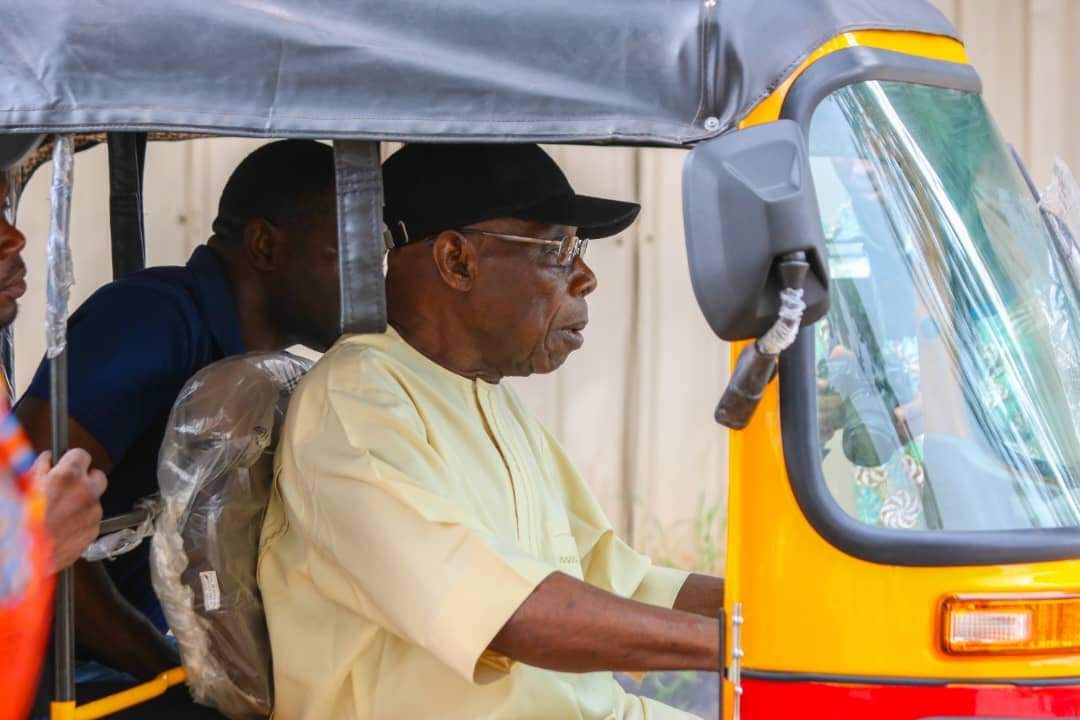 PHOTO: Obasanjo Rides Keke Napep