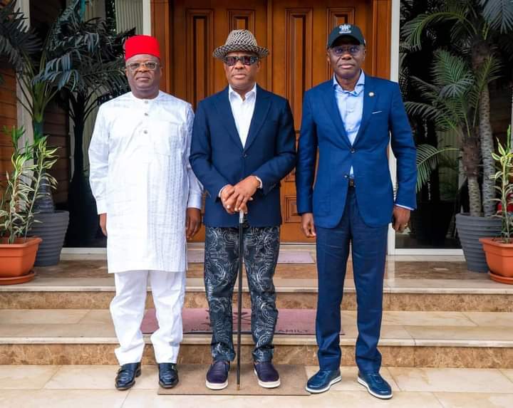 Video: Governors Wike And Umahi Reunite During Sanwo-Olu's Project Commissioning In Rivers