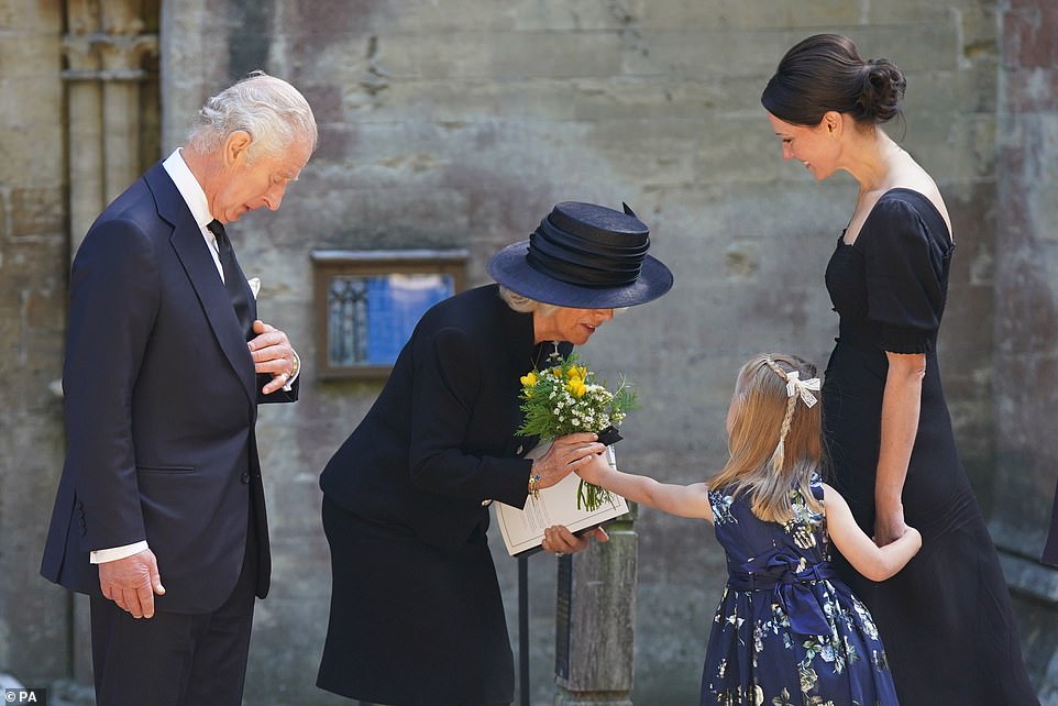 Moment A Shy School Girl Gives The Queen Consort Flowers