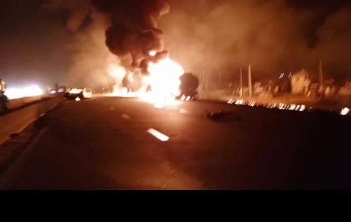 PHOTOS: Petrol-laden Tanker Explodes On Lagos-Ibadan Expressway
