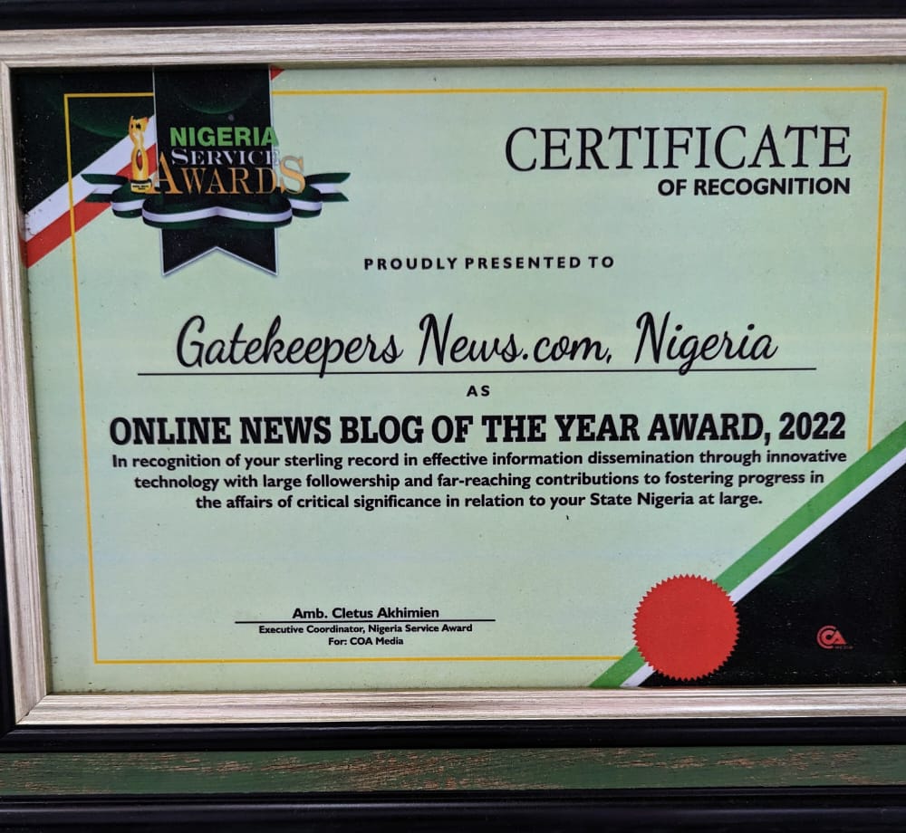 Gatekeepers News Wins 'Online News Blog' 2022 Award