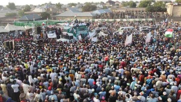 Huge Crowd As Zamfara PDP Governorship Candidate Dauda Lawal Holds Mega Rally