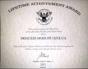 Modupé Ozolua Receives US President’s Lifetime Achievement Award