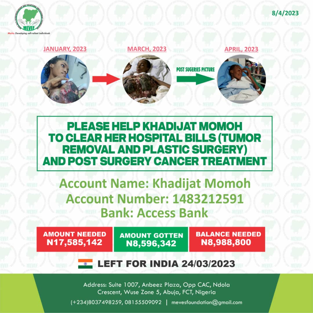 Help 19-year-old khadijat Momoh Conquer Breast Cancer