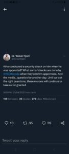 JUST IN: Senate Quiz Bosun Tijani Over His 'Senators Are Morons' Tweet - Apologises