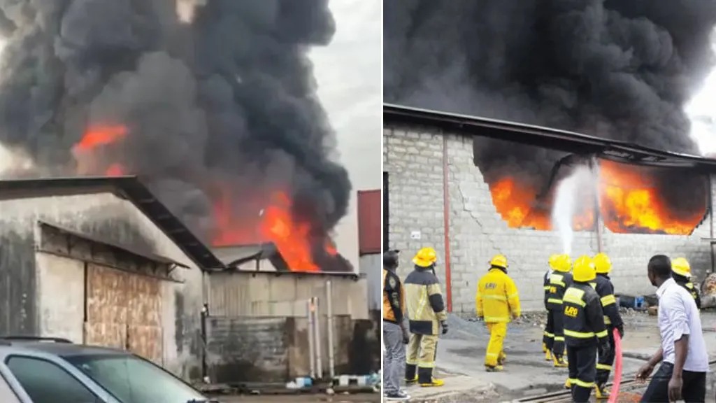 Fire Guts Plastic Factory In Lagos