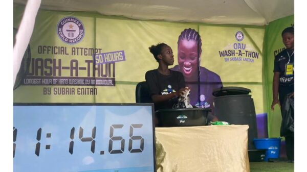 OAU Student Begins 50-hour Hand Wash-a-thon To Set New Guinness World Record