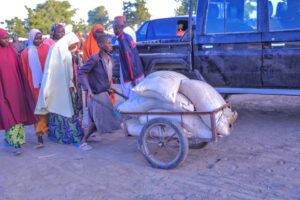 Zulum Flags-Off Distribution Of 100 Trucks Of Food Items To Flood Ravaged Ngala Council