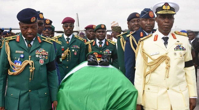 Late COAS Lagbaja's Body Arrives Abuja For State Burial