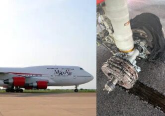 Max Air Plane Suffers Tyre Burst
