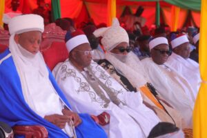 Mammoth Crowd As Gov Zulum Presents Staff Of Office To Shehu Of Dikwa