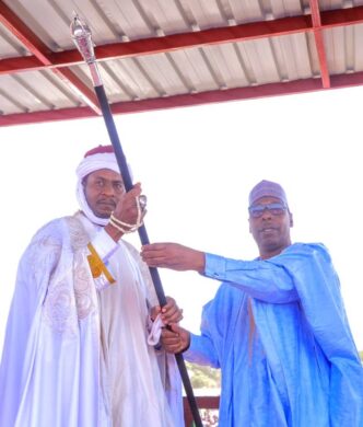 Bama Agog As Zulum Presents Staff Of Office To Shehu Of Bama