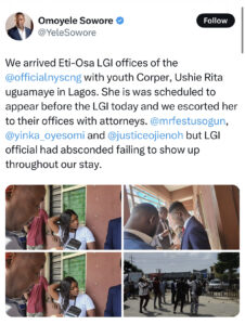 Sowore And Lawyers Escort NYSC Member Summoned For Critising Tinubu