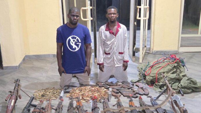 Weapons And NYSC Uniforms Recovered As DSS Busts Suspected ESN Hideout